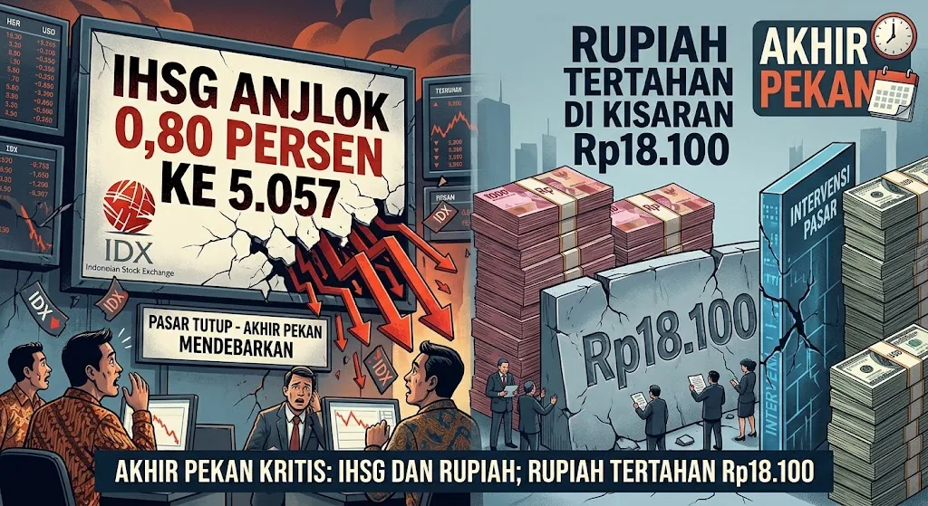 IHSG Anjlok 0,80 Persen ke 5.057 Sementara Rupiah Tertahan di Kisaran Rp18.100 di Akhir Pekan