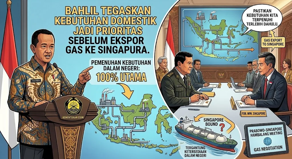 Bahlil Tegaskan Kebutuhan Domestik Jadi Prioritas Sebelum Ekspor Gas ke Singapura