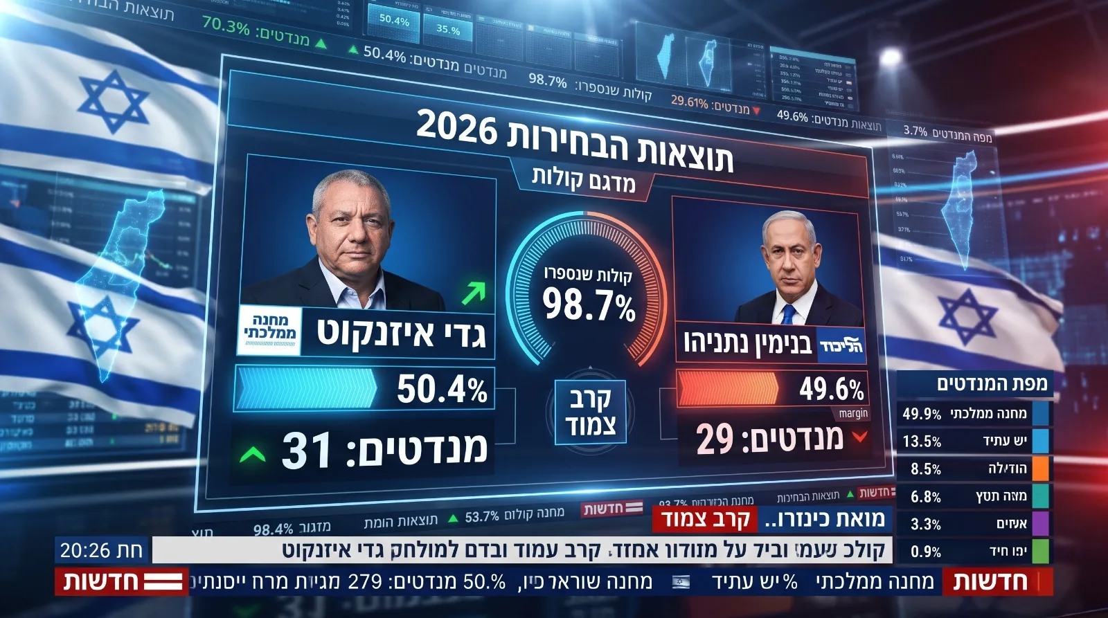 Hasil Pemilu Israel 2026: Blok Oposisi Eisenkot Unggul Tipis atas Netanyahu