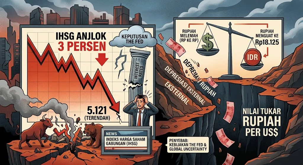 IHSG Anjlok 3 Persen ke 5.121 Tertekan Keputusan The Fed, Rupiah Justru Menguat ke Rp18.125