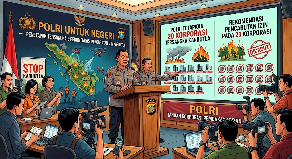 Polisi Tetapkan 20 Korporasi Tersangka Karhutla dan Rekomendasikan Pencabutan Izin 23 Korporasi
