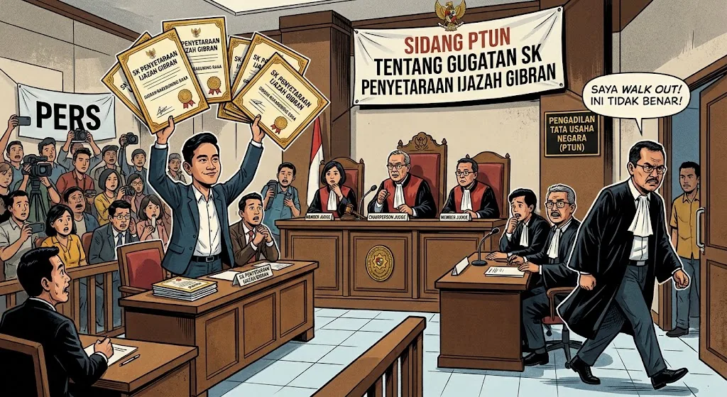 Pengacara Gibran Pamer Ijazah SD hingga S1 di PTUN, Denny Indrayana Walk Out