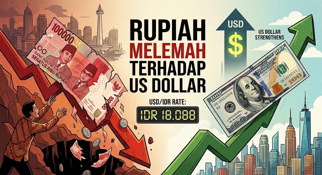 Rupiah Ditutup Melemah ke Rp18.080 per Dolar AS, Tertekan Lonjakan Harga Minyak Dunia